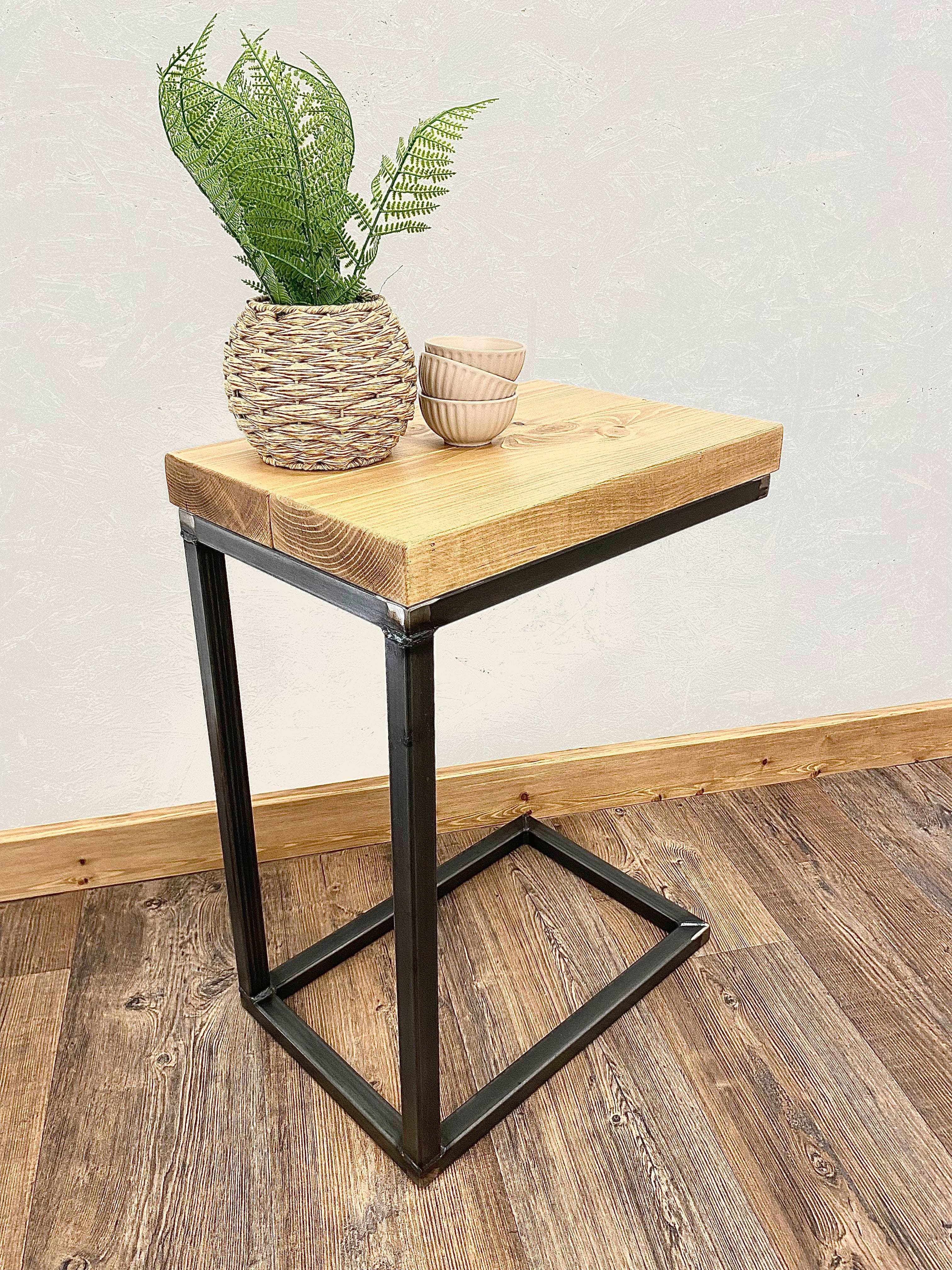 Industrial C Shaped Side Table  RSD Furniture   