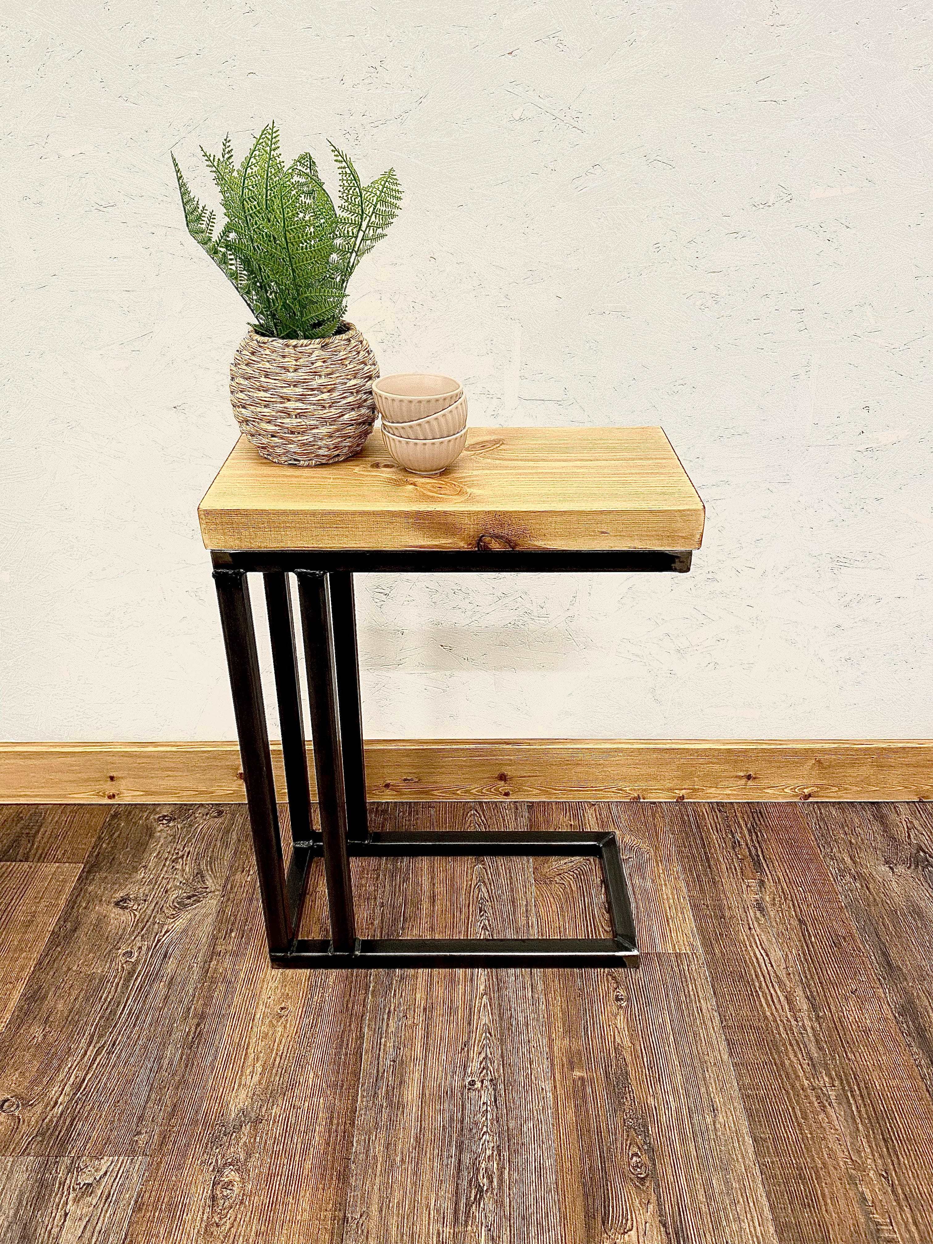 Rustic C Shaped Side Table  RSD Furniture   