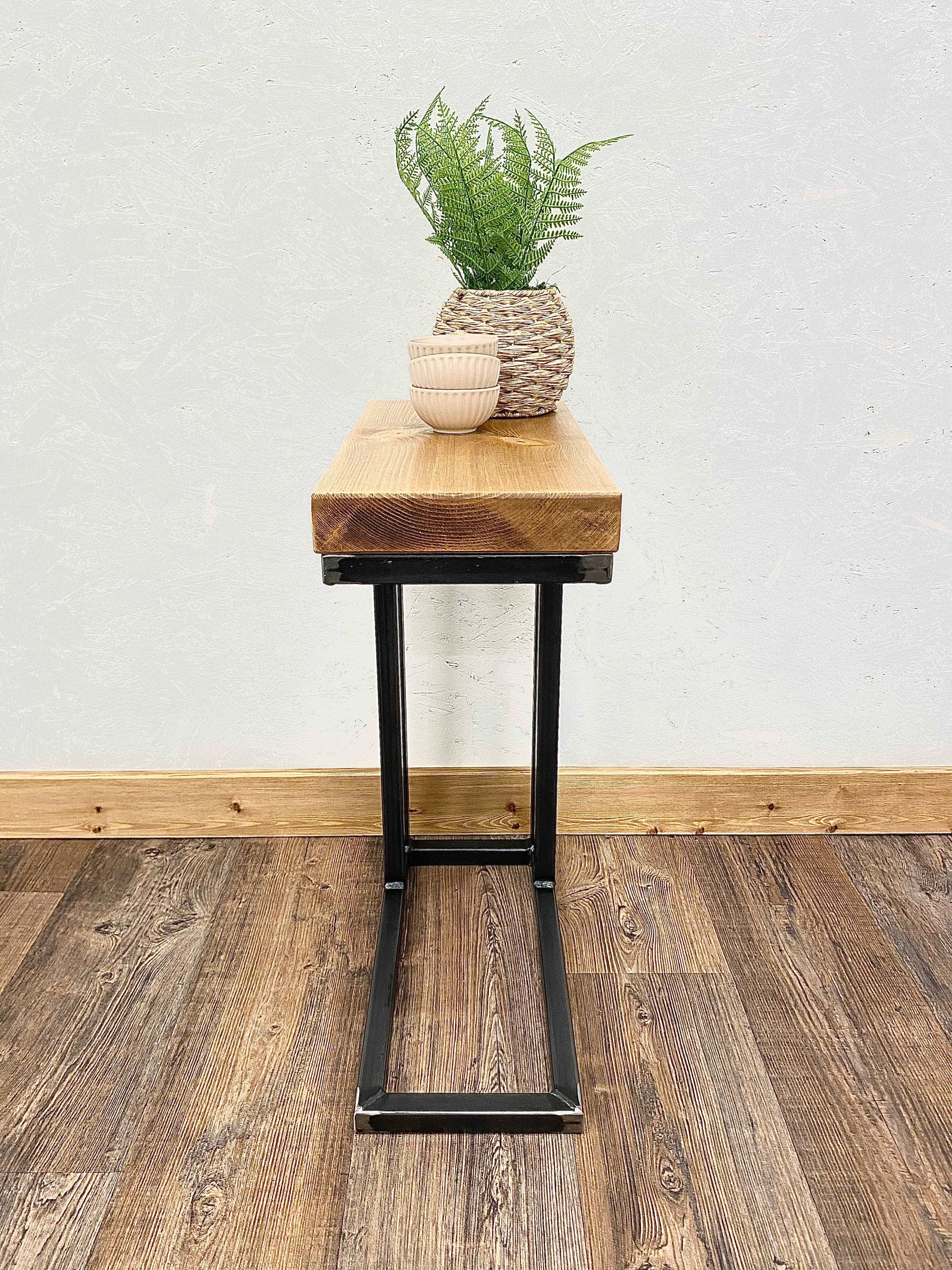 Rustic C Shaped Side Table  RSD Furniture   