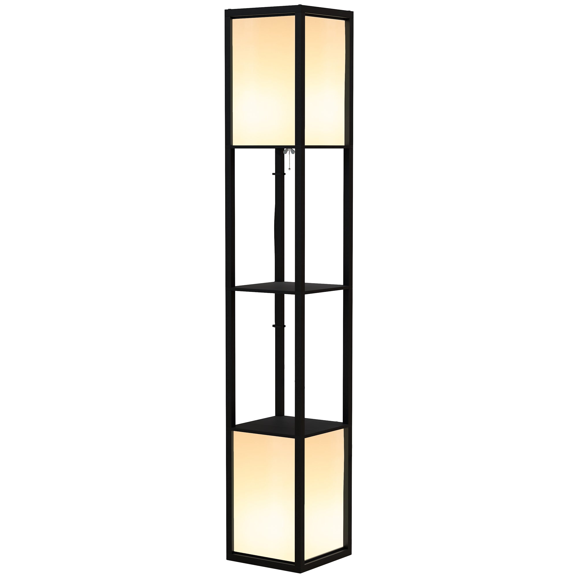 Modern Shelf Floor Lamp with Dual Ambient Light, Standing Lamp Living Room, Bedroom, 156cm, Black  AOSOM   