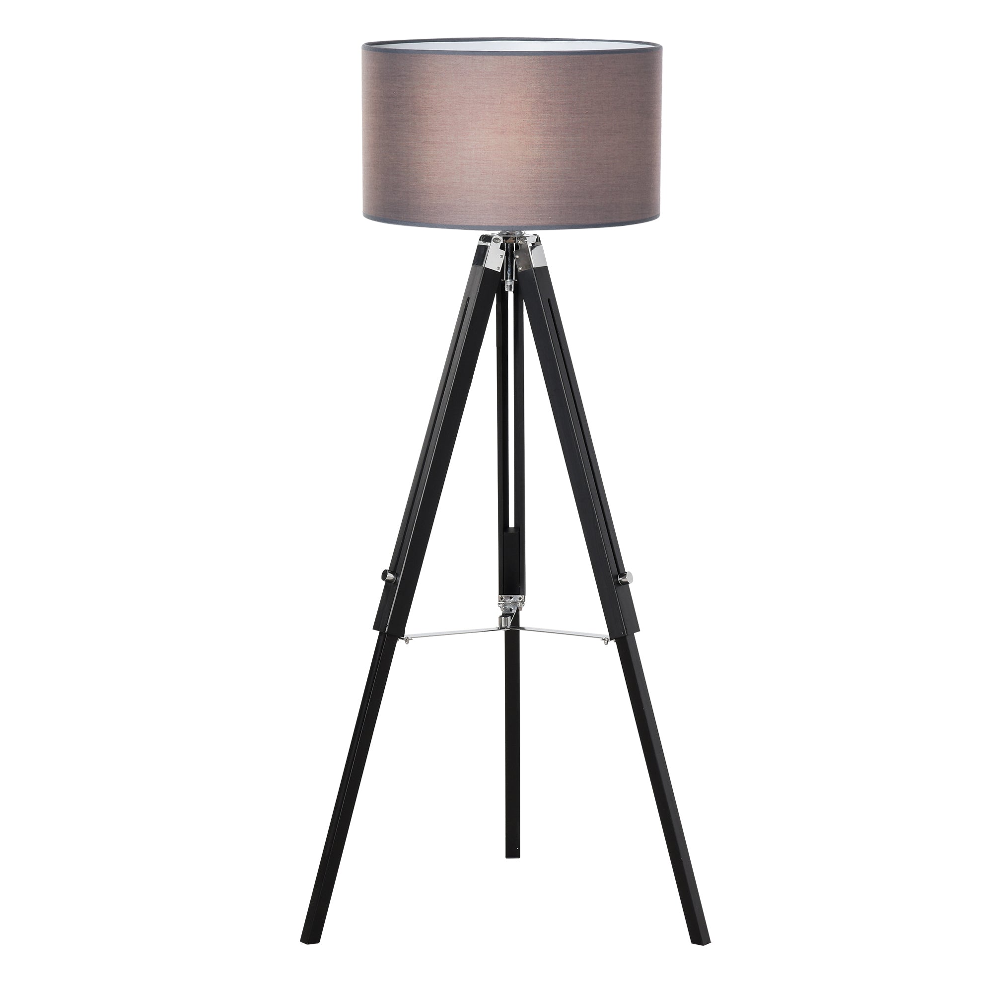 Modern Tripod Standing Lamps for Living Room with Fabric Lampshade, Floor Lamps for Bedroom, (Bulb not Included), Grey and Black  AOSOM   