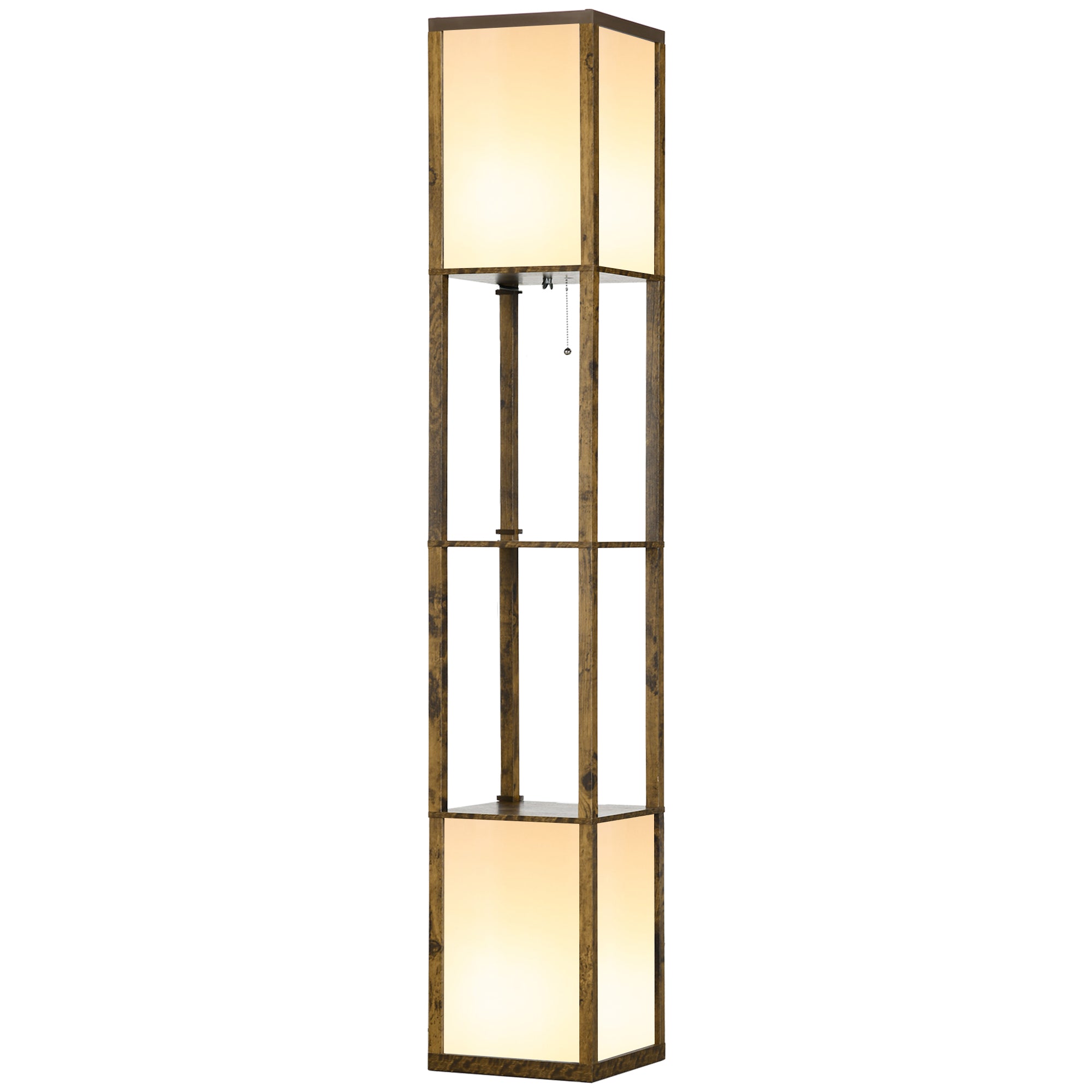Modern Shelf Floor Lamp with Dual Ambient Light, Standing Lamp Living Room, Bedroom, 156cm, Brown  AOSOM   
