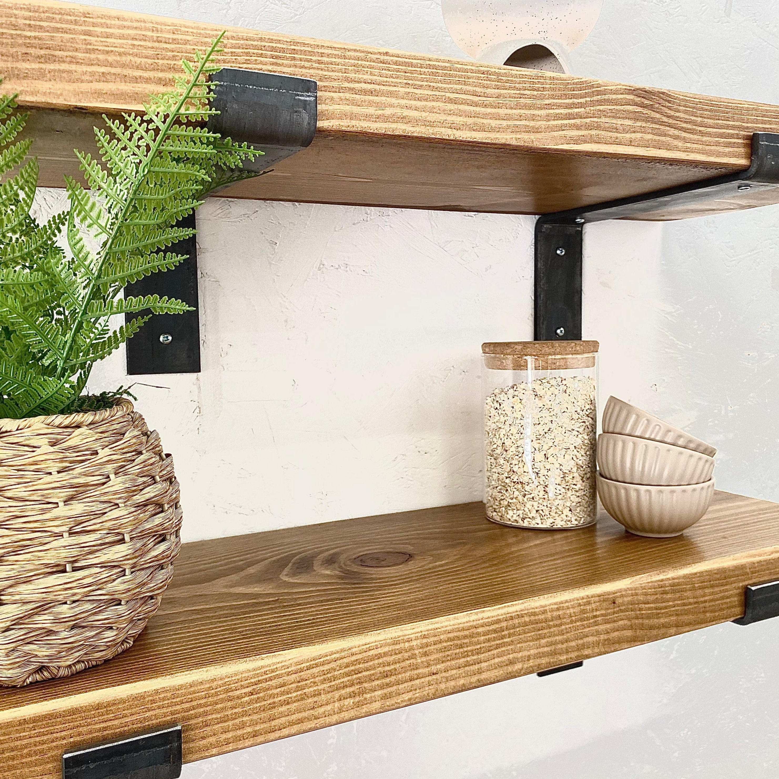 Wood Shelves with Metal Brackets Rustic shelves RSD Furniture   