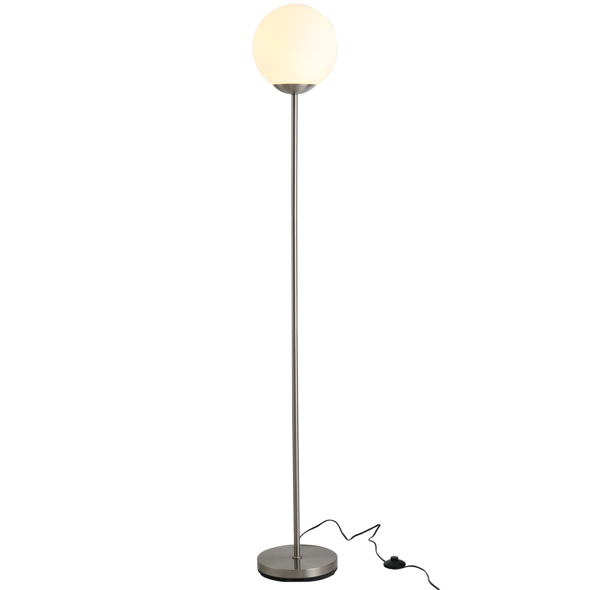 171cm Glass Globe Floor Lamp Metal Frame Sphere Light Pedal Switch Home Office Living Room Modern Unique Standing Beautiful Furnishing - Grey  AOSOM   