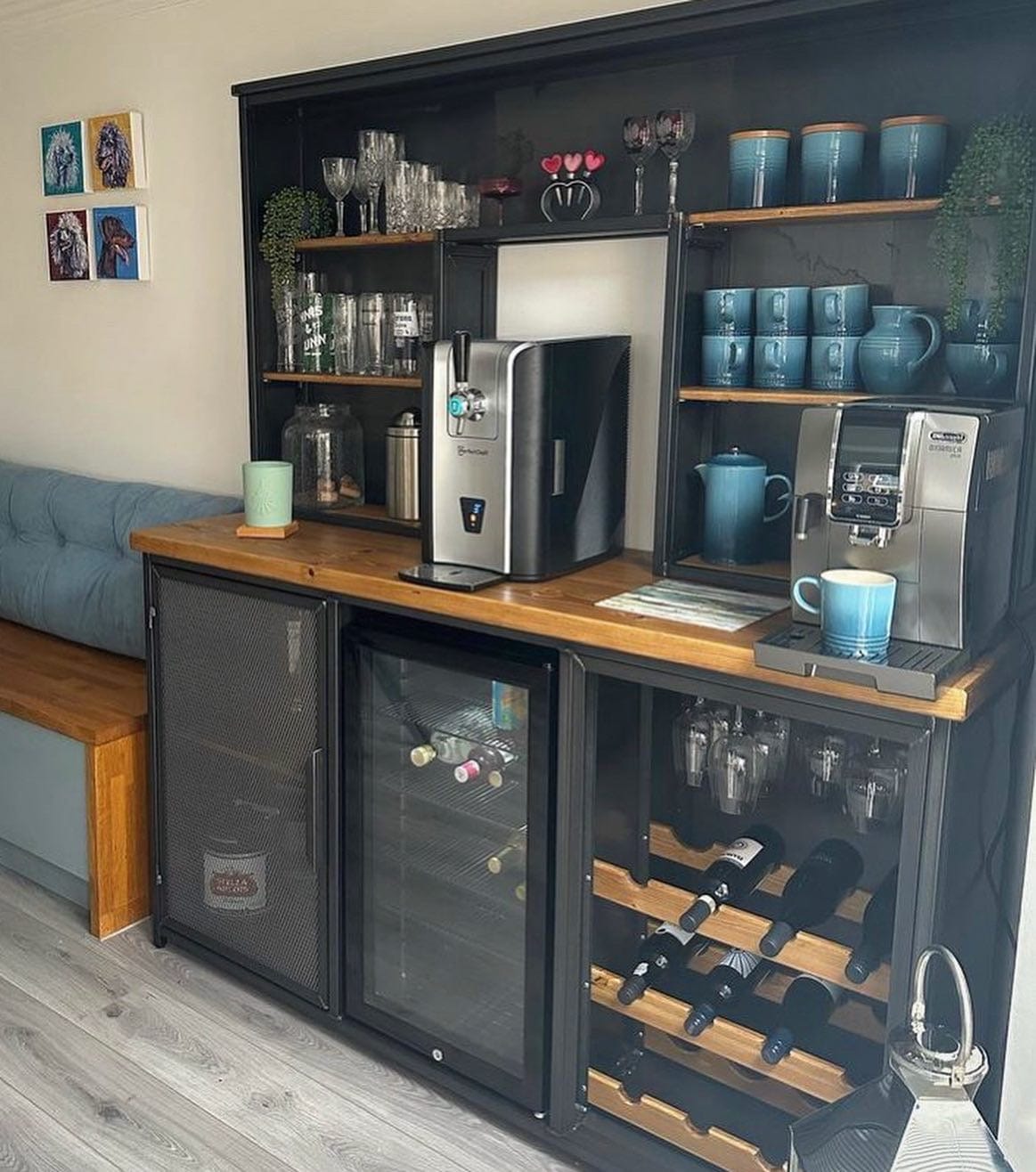 Industrial Home Bar Unit - Drinks Cabinet with Beer Cooler and Wine Rack  RSD Furniture   