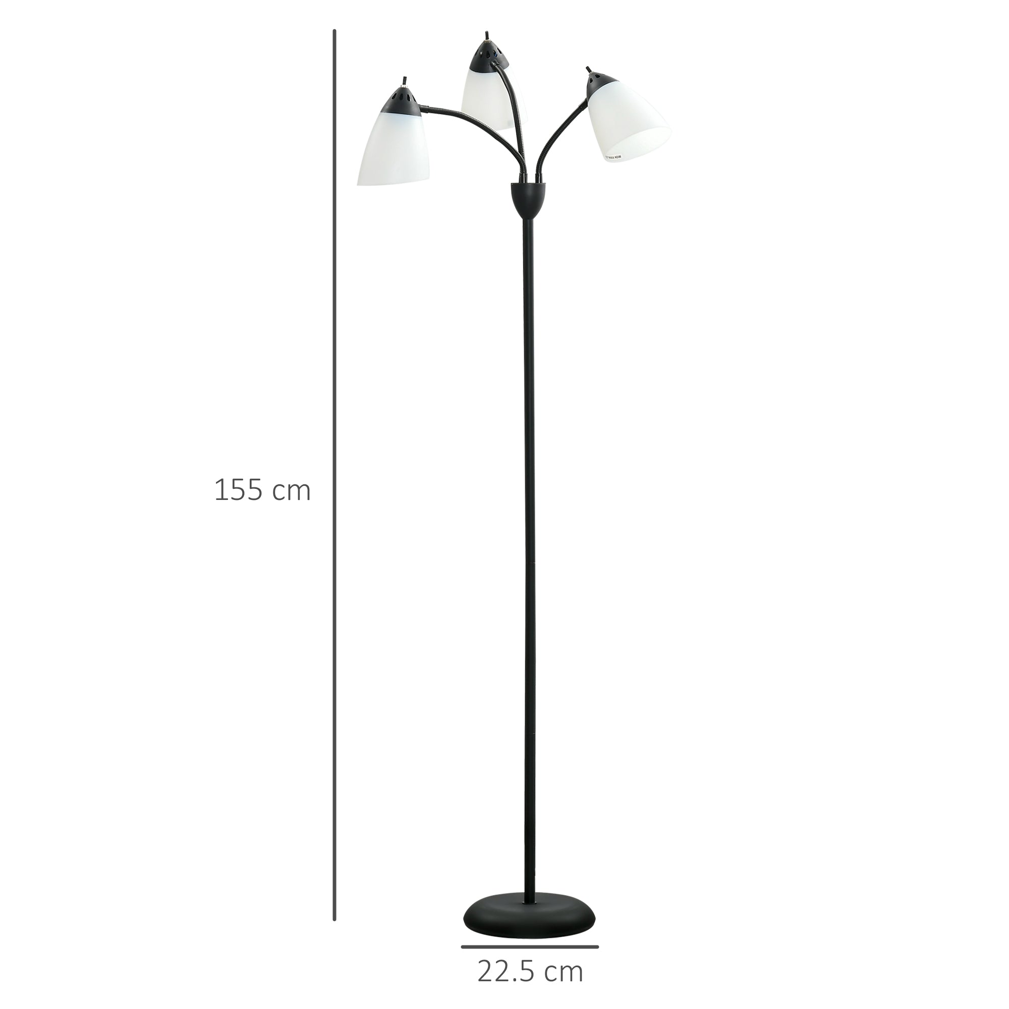 Arc Tree Floor Lamp with 3 Adjustable Rotating Lights, for Bedroom Living Room, Industrial Standing Lamp with Steel Frame, Black  AOSOM   