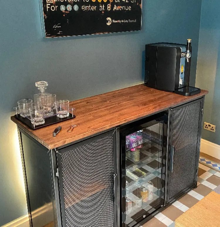 Industrial Home Bar unit with Beer fridge - Wine cooler Sideboards and drinks cabinet RSD Furniture   