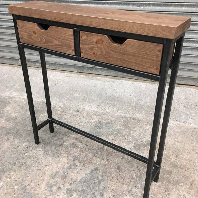 Rustic & Industrial Console table with drawers - Narrow hallway table  RSD Furniture   
