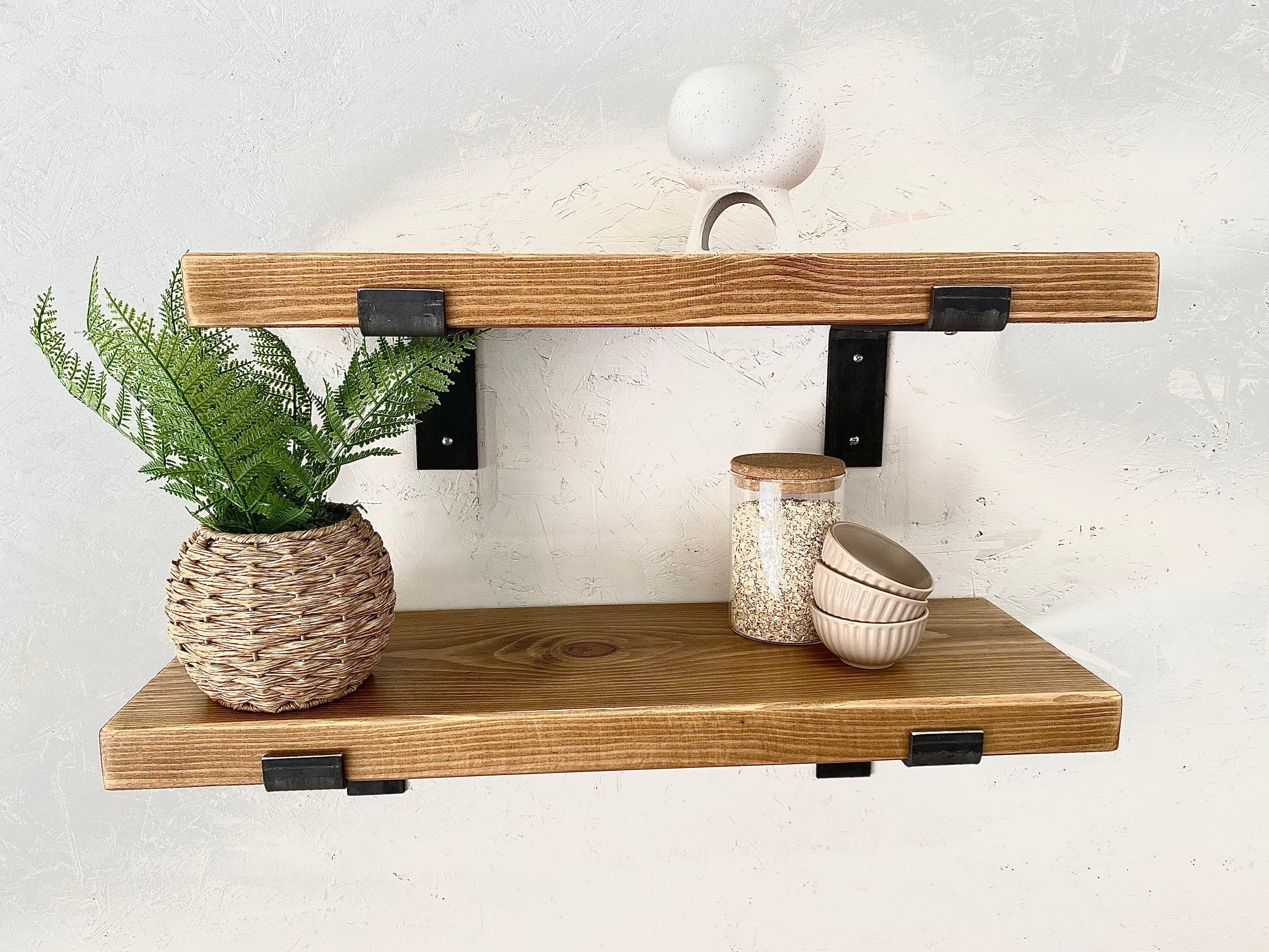 Rustic Wooden Shelves with Metal Brackets Rustic shelves FREE DELIVERY   