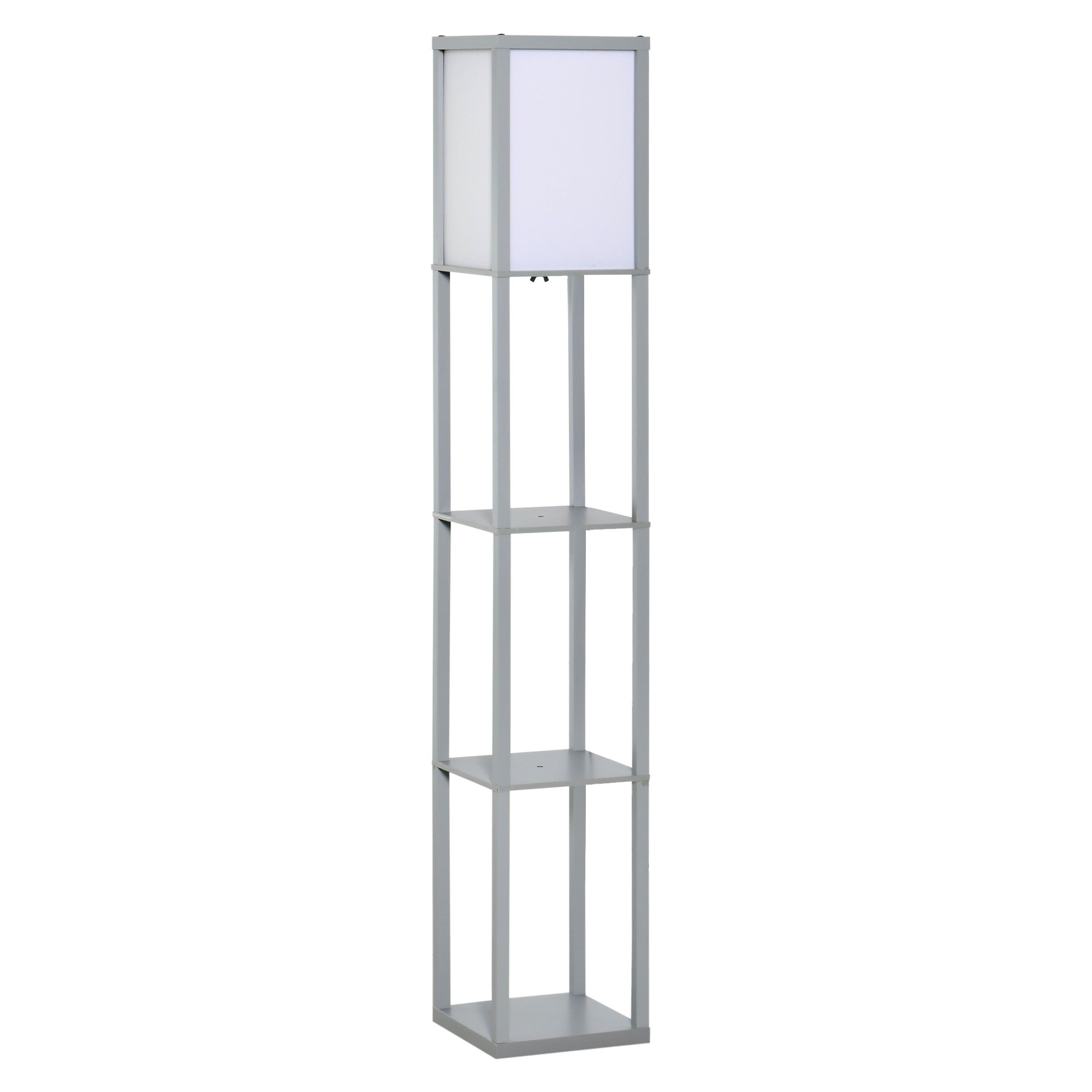 4-Tier Grey Floor Lamp with Shelf, Floor Light with Storage Shelf, Reading Standing Lamp  AOSOM   
